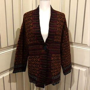 A Ida Wool Blend Cardigan Sweater Large One Button Multicolor